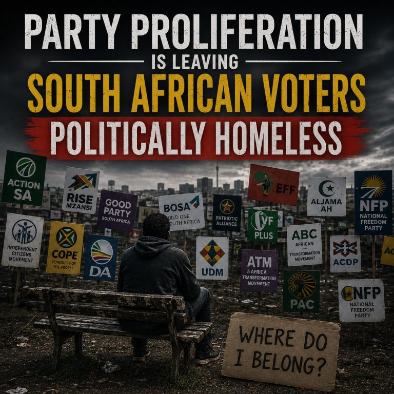Party proliferation is leaving South African voters politically homeless (By Thando Nzimande, published in The Daily Maverick, 13 July 2026)